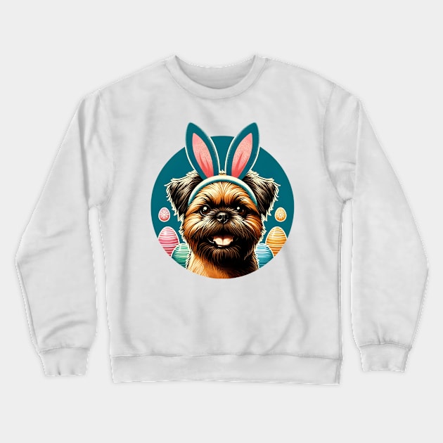 Brussels Griffon with Bunny Ears Enjoys Easter Fun Crewneck Sweatshirt by ArtRUs